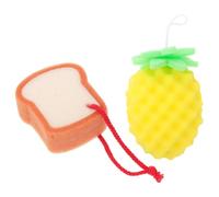 BCOATH Lot de 2 Éponges de Bain pour Bébé Réutilisables, Éponge Corporelle Souple et Exfoliante et D'ananas, Colorées, Cordon, Soin Doux du Corps et Massage Bébé Couleur Aléatoire