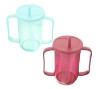 BCOATH Lot de 2 Gobelets Anti-Fuite pour Personnes Âgées Tasse D’Alimentation avec Bec Verseur Matériau 250 Ml Couleurs Vert et Rouge Foncé Adaptés aux Troubles Déglutition et