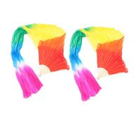 BCOATH Lot de 2 Grands Éventails en Soie Dégradée pour Danse Orientale Voile Léger de 180 CM Accessoire de Danse et Fitness Éventail Long pour Spectacles et Pratique Débutants