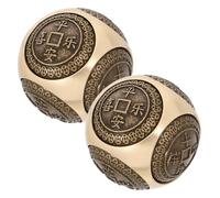 BCOATH Lot De 2 Petites De Handball En Pour Renforcement Des Poignets Massage Des Pieds Médecine Chinoise De Baoding En Acier De Baoding En Métal Doré