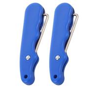 BCOATH Lot de 2 Serrage-Lacets Antidérapants en Acier Inoxydable Bleu pour Patins à Glace et Hockey, Outil Pliable Compact pour Maintien des Lacets, Accessoire de Patinage Sportif