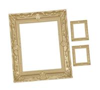 BCOATH Lot de 3 Cadres Photo Vintage en Résine Dorée Accessoires Miniatures pour Maison de Poupée Cadre Miniature Rectangulaire Baroque pour Bricolage Décoration de Scène