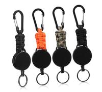 BCOATH Lot De 4 Porte-Clés Rétractables Porte-Badge De Randonnée Mousqueton À Chaîne Enrouleur D'Extérieur Rallonge De Clé Extensible Boucle De Clé Rétractable