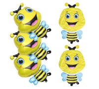 BCOATH Lot de 5 Ballons Abeilles Gonflables en Film D’Aluminium Grands Ballons Décoratifs Animaux de Dessin Animé Coloris Jaune Noir pour Fête D’Anniversaire et Décoration Festive