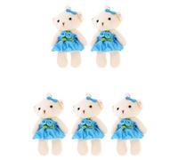 BCOATH Lot de 5 Mini Ours en Peluche Bleu 11 CM Peluches Décoratives pour Bouquet de Mariage Jouets Suspendus en Peluche Accessoires pour Porte-Clés et Décoration D’Anniversaire