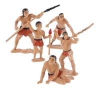BCOATH Lot de 5 Modèles en Résine D’Hommes Primitifs Réalistes Kit D’Accessoires de Scène pour Agencement de Scènes de Chasse Décoration Artisanale Miniature pour Micro-Paysages et