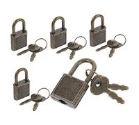 BCOATH Lot De 5 Sets De Mini Serrures à Clés Anciennes pour Coffre De Pirate Garçon Et Filles, Petits Cadenas Décoratifs en Métal Antique, Accessoires Jouets pour Coffres Au Trésor