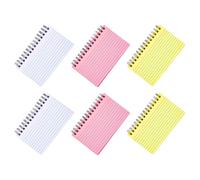 BCOATH Lot de 6 Blocs-notes Lignés à Spirale Format 7,6 X 12,7 Cm, Couleurs Blanc, Rose et Jaune, pour Prise de Notes Scolaire et Bureau, Cartes Mémoire Portables pour Élèves