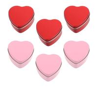 BCOATH Lot de 6 Boîtes en Métal de Cœur Rouge et Rose Couvercle Plat 60 X 59 X 27 MM Boîte à Bonbons Saint-Valentin Polyvalente pour Mariage et Petits Objets