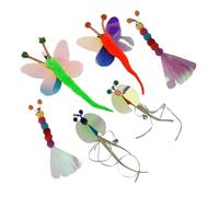 BCOATH Lot de 6 Recharges pour Bâtonnets de Rechange pour Chat, Interactif Mixte Motif Insecte, Abeille et Chenille, Couleurs Variées, Accessoires pour Chats D’intérieur, Style Aléatoire