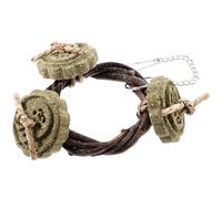 BCOATH Mâcher pour Petits Animaux, 1 Lot Cercle en Branche de Pomme et 3 Galettes de Foin, Naturel Odeur, Accessoire pour Cochons D’Inde, Lapins et Hamsters, Stimule Les Dents et Réduit