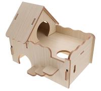 BCOATH Maison en Bois Naturel pour Hamster et Cobaye, Grosse Cachette Multifonction Échelle Ondulée, Nid Sûr et Résistant aux Morsures, Accessoire Ludique pour Cage de Petits Rongeurs