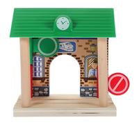 BCOATH Maquette de Gare en Bois 1 Pièce Accessoire de Construction pour Train en Bois Station de Jeu pour Garçon et Filles de Simulation de Gare Ferroviaire Modèle Solide et Stable