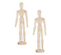 BCOATH Marionnettes à Articulations Mobiles Lot de 2 en Bois Beige 30 Cm pour Artisanat Bois et Décoration Maison Créative
