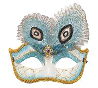 BCOATH Masque Œil de Paon Bleu sans Pointe 1 Pièce Masque Vénitien pour Fête Accessoire de Costume Léger et Coloré Décoration pour Bal Masqué Halloween et Soirées Costumées