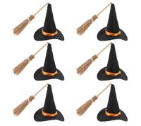 BCOATH Mini Chapeaux de Sorcière en Feutre et Balais en Bois Lot de 12 Set de Pièces Décoration Halloween Artisanat Créatif Accessoires Miniatures pour Cosplay et Loisirs