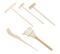 BCOATH Mini Râteaux en Bambou Outil de Jardinage D'intérieur Pratique pour Jardin Zen Lot de 5 pour Bureau et Art Sable Décoratif