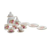 BCOATH Mini Service à Thé en Céramique Rose Théière et Tasses pour Maison de Poupée, Accessoires Miniatures Cuisine Décoratifs, Kit Miniature Réaliste pour Décoration de Tiny House,