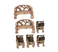 BCOATH Miniature Chair Set for Fairy Garden Home Decoration Resin Mini Bench and Single Chairs Lightweight Small Model Furniture for Dollhouse and Miniature Accessories