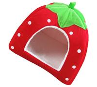 BCOATH Nid Pliable pour Lapin et Hamster Taille M, Cabane Chaude en Coton Rouge, Maison Respirante pour Petits Animaux, Lit Cocon Réutilisable Hiver et Cage Petites Bêtes