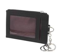 BCOATH Noir Porte-Badge en PU avec Porte-clés, pour Cartes et Clés | Accès Rapide au Badge, Anneau Métal Inclus, Format Compact pour Déplacements, Bureau et Activités Extérieures