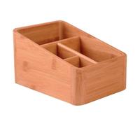 BCOATH Organisateur de Maquillage en Bambou Créatif 4 Compartiments, Design aux Coins Arrondis, Boîte de Rangement Saine et Ordonnée pour Bureau ou Maison