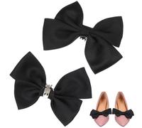 BCOATH Paire de Clips Chaussures Mariage Nœud Noir en Tissu et Acier Inoxydable, Facile à Installer, Accessoire Élégant pour Décorations de Photos de Rue