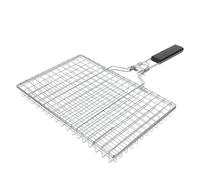 BCOATH Panier Barbecue Pliable en Acier Inoxydable, Filet Carré Démontable | Argenté, Usage Extérieur pour Rassemblements, Prise Facile, Résistant à Chaleur, Portable