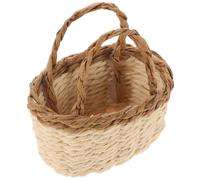 BCOATH Panier Miniature Rond en Osier Tressé Couleur Café Mini Panier pour Maison de Poupée Accessoire Décoratif pour Scènes Miniatures et Photographie Décoration Intérieure Rustique