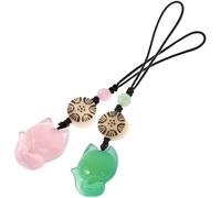 BCOATH Pendentifs pour Téléphone en Jade Véritable Forme Renard, 2 Pcs Légers en Corde de Nylon, Accessoires Décoratifs pour Paquet et Clés, Faciles à Transporter