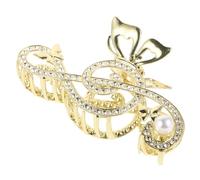 BCOATH Pince à Cheveux Note de Musique Élégante avec Perle Artificielle Griffe Large Antidérapante pour Cheveux Épais Accessoire Coiffure Féminin Raffiné