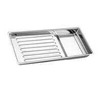 BCOATH Plateau Acier Inoxydable avec Rainures Plateau Robuste pour Outils de Beauté Instruments Laboratoire et Tatouage Rangement Sécurisé pour Petits Outils