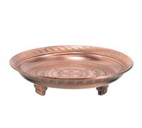 BCOATH Plateau D'offrandes Rond en Alliage de Cuivre Marron, Finement Travaillé Motifs Rétro, pour Rituels et Cérémonies Traditionnelles