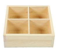 BCOATH Plateau en Bois à 4 Compartiments, Boîte Rangement Multi-grilles | Bord Relevé, Style Rustique Beige, pour Bureau, Atelier Créatif et Balcon, Porte-pot Compact