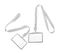 BCOATH Porte-badge en Alliage D'aluminium Léger et Résistant, Lot de 2 Set de Porte-cartes D'identité avec Cordon Tour de Cou Argenté, Protection Solide pour Badges du Personnel en