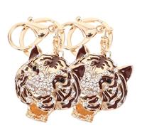 BCOATH Porte-clés Tigre en Métal 2pcs Surface Lisse, Décoration Chic pour Clés et Paquet, pour Accrocher Paquet à Dos ou Téléphone Couleur Aléatoire