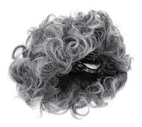 BCOATH Postiche Cosplay Vieille Dame Grise pour Femme, Postiche Courte Synthétique Légère, Accessoire Fête Déguisement Carnaval, Usage Décoratif,