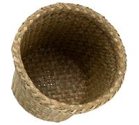 BCOATH Poubelle Tressée à Main en Osier, Style Rustique | Khaki, Légère et Polyvalente, pour Bureau ou Salle de Bain, Petit Format Discret, Usage Fruits