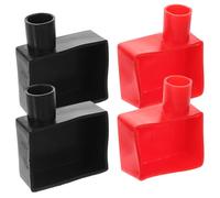 BCOATH Protecteur Batterie Silicone 4 pièces Forme Carrée Haute Résistance Thermique Usage Automobile Couvre Bornes Isolant Pour Terminals Positifs et Négatifs