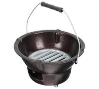 BCOATH Réchaud à Charbon en Fonte Marron Portable pour Barbecue et Camping, Poêle à Charbon de Bois Multifonction pour Cuisson et Chauffage en Extérieur, Outil Cuisine de Camp Robuste