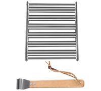 BCOATH Rouleau à Saucisses en Acier Inoxydable Manche en Bois, Support Roulant pour Barbecue de Jardin, Accessoire de Camping pour Griller Uniformément Les Saucisses Lors de Pique-Niques