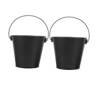 BCOATH Seau à Graisse Collecteur D'huile 2 Pièces Noir en Acier Résistant la Chaleur Bac pour Barbecue et Poêle Poignée 8x10,5x12 Cm