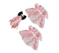 BCOATH Set de Coiffures Halloween Mariée Sanguinolente Rétro Gothique Épingles à Cheveux avec Bouquet de Mariée Zombie et Manchettes Dentelle pour Costume Bal et Fêtes Déguisées