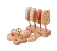 BCOATH Set de Jeu Bois Glace et Donuts pour Garçon Fille de Cuisine Simulant Nourriture Réaliste Accessoires de Jeu Imitation pour Cuisine Éducatif et Créatif pour Tout-Petits