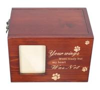BCOATH Urne Funéraire en Bois de Pin pour Animaux de Compagnie, Boîte à Cendres pour Chiens et Chats avec Cadre Photo, Urne Commémorative Compacte pour Souvenirs Funéraires