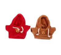 BCOATH Vêtements pour Poupée Ours Peluche 2 Pcs 20 Cm Costume Sweat à Capuche Marron Et Rouge Garçon Et Filles Décoratif Réutilisable