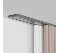 Bcofo Tringle à rideaux silencieuse à rail à double rangée en aluminium, très résistante, facile à installer au plafond, gris, 2 m