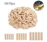 BCOMFY 100/50pcs En Bois Goujon Armoire Tiroir Rond Cannelé En Bois Artisanat Goujons Tiges Ensemble Meubles Montage En Bois Goujon Goupille(10x40mm,100pcs)