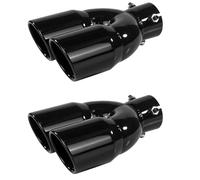 Bcowtte 750134685 Lot de 2 silencieux d'échappement universels en acier inoxydable pour voiture 73-76 mm Raccord oblique Double sortie Buse d'échappement