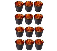 Bcowtte Lot de 12 abat-jours noirs avec doublure dorée à clip pour lumière, bougies, lustres, abat-jour